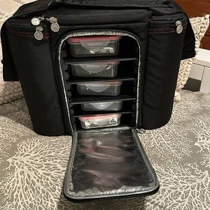 Insulated Black Meal Prep Bag with Containers
